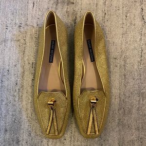 Stuart Weizmann Gold Loafers with Tassel
